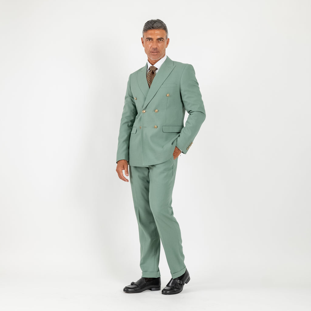 Traje cruzado con botones dorados - Azul royal