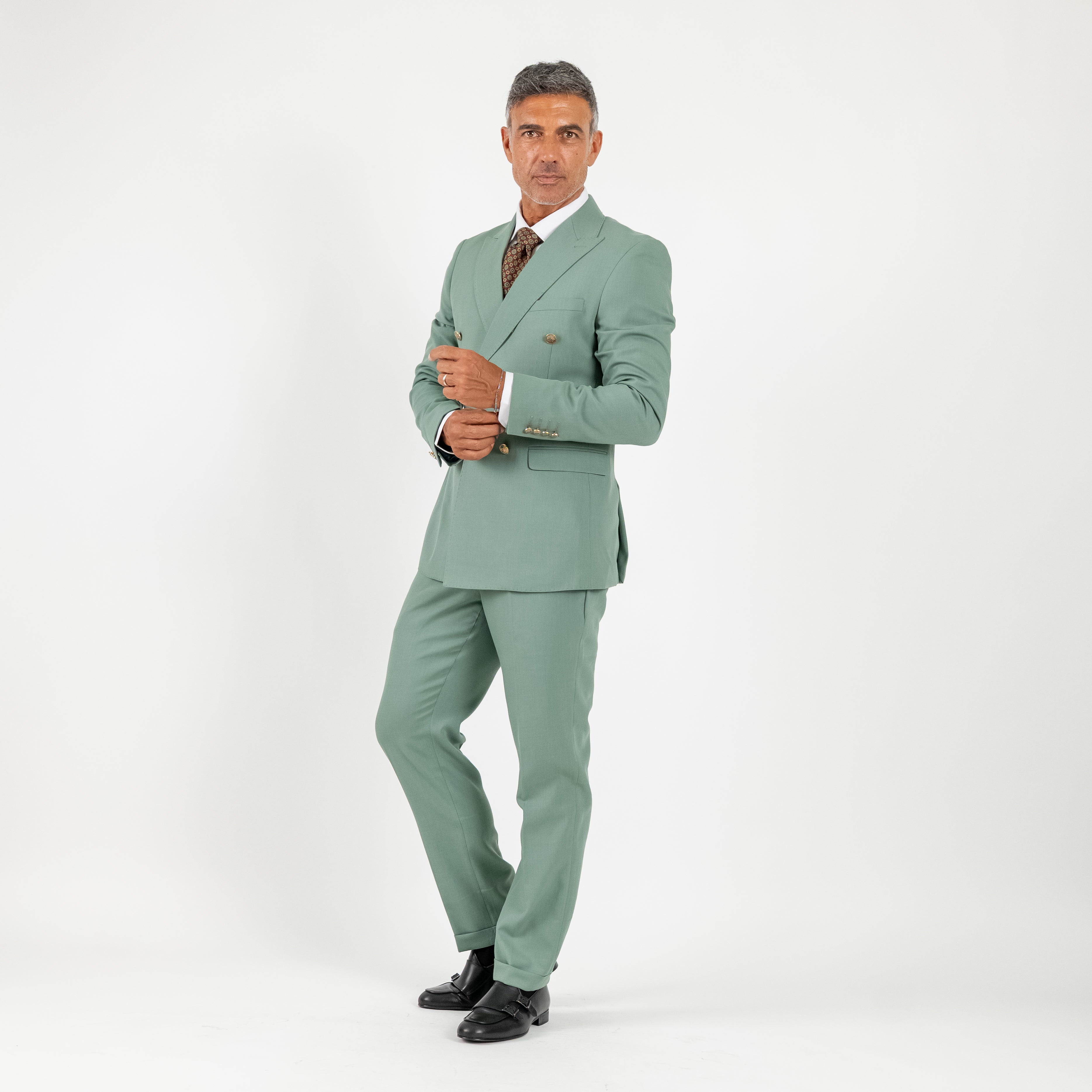 Traje cruzado con botones dorados - Azul royal