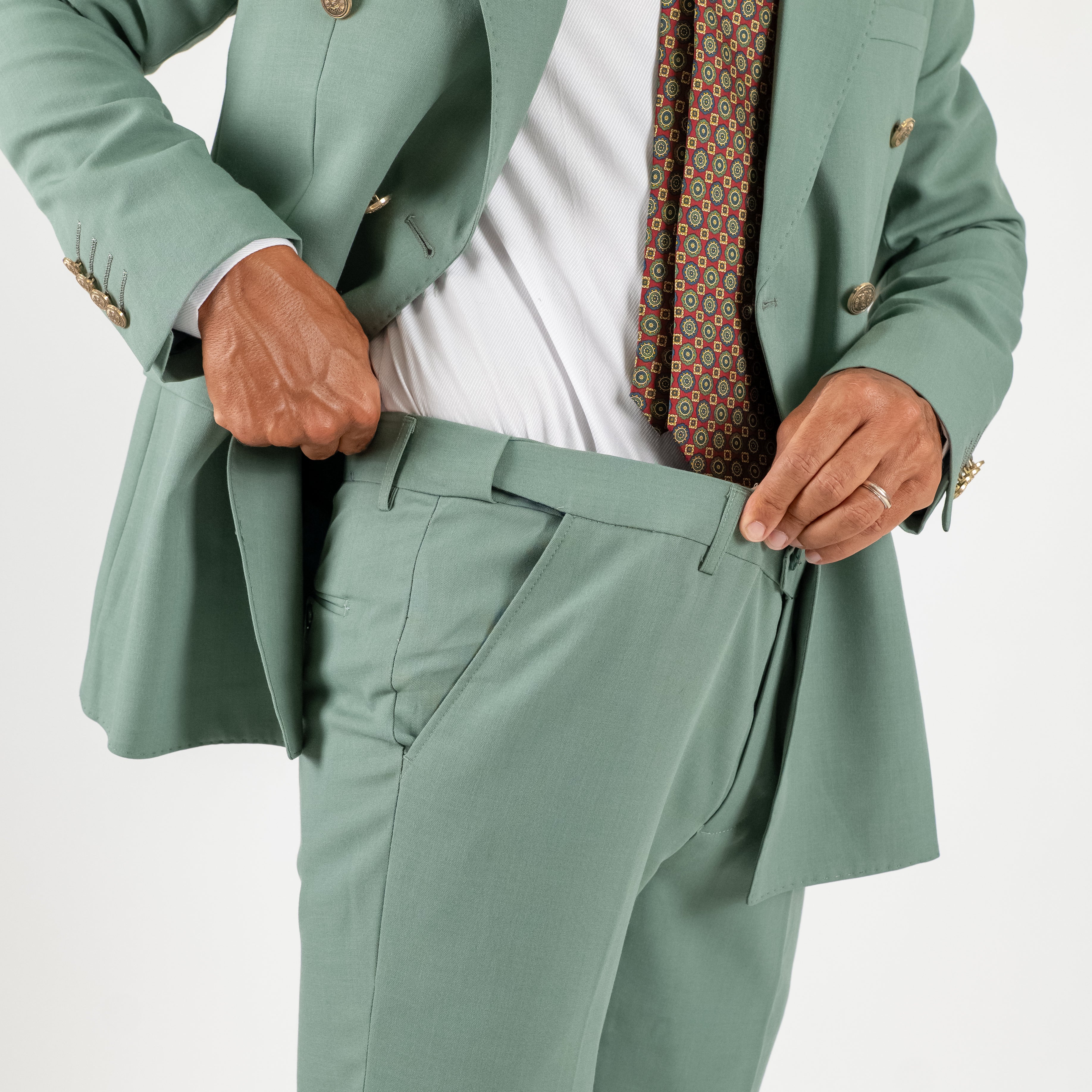 Abito doppio petto bottoni oro - Salvia