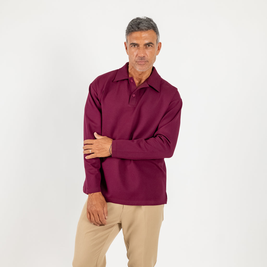 Polo oversize punto milano - Bordeaux