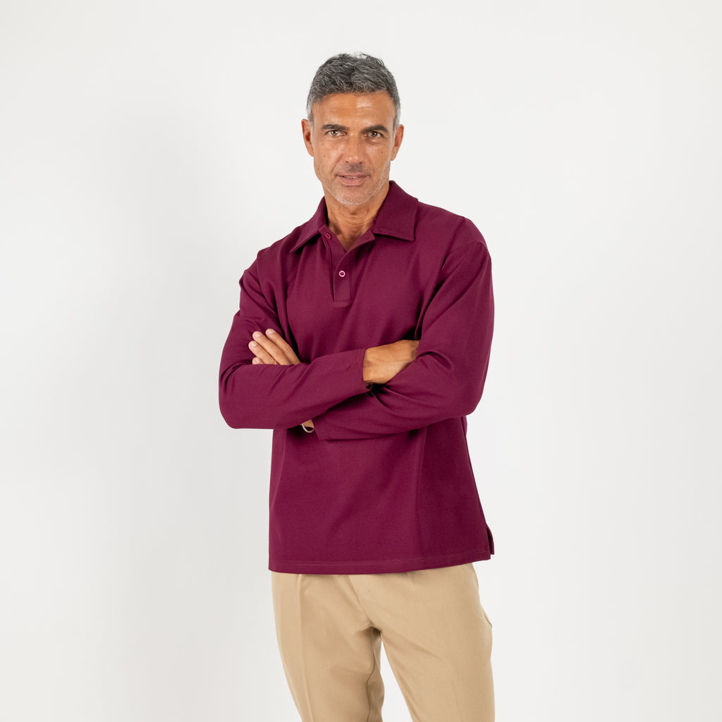 Polo oversize punto milano - Bordeaux