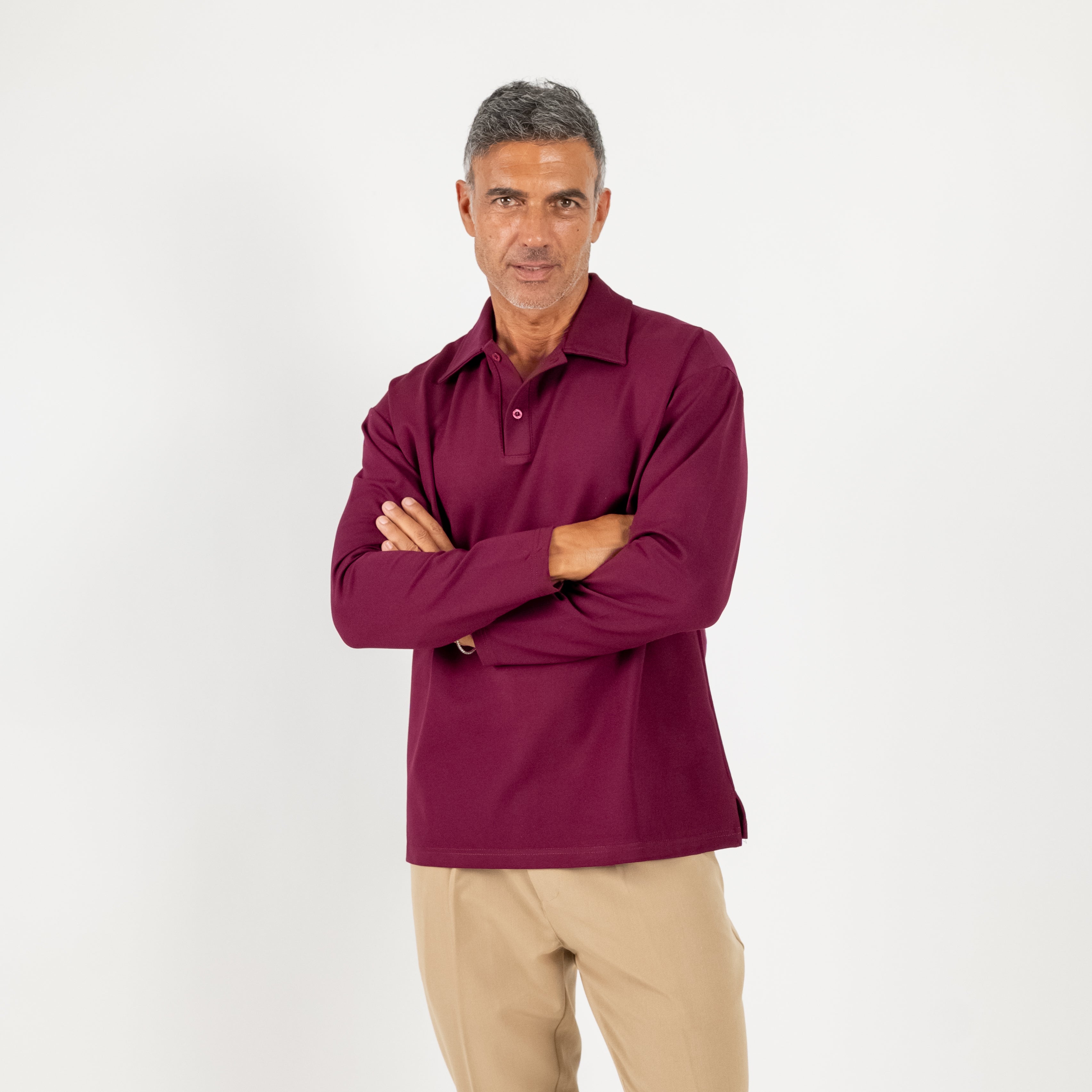 Polo oversize punto milano - Bordeaux