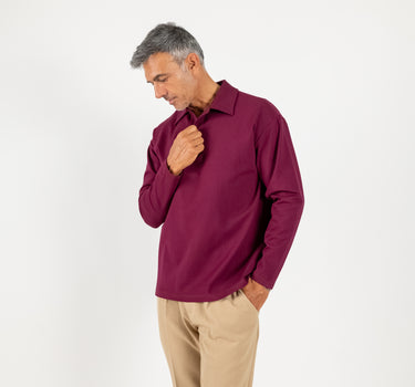 Polo oversize punto milano - Bordeaux