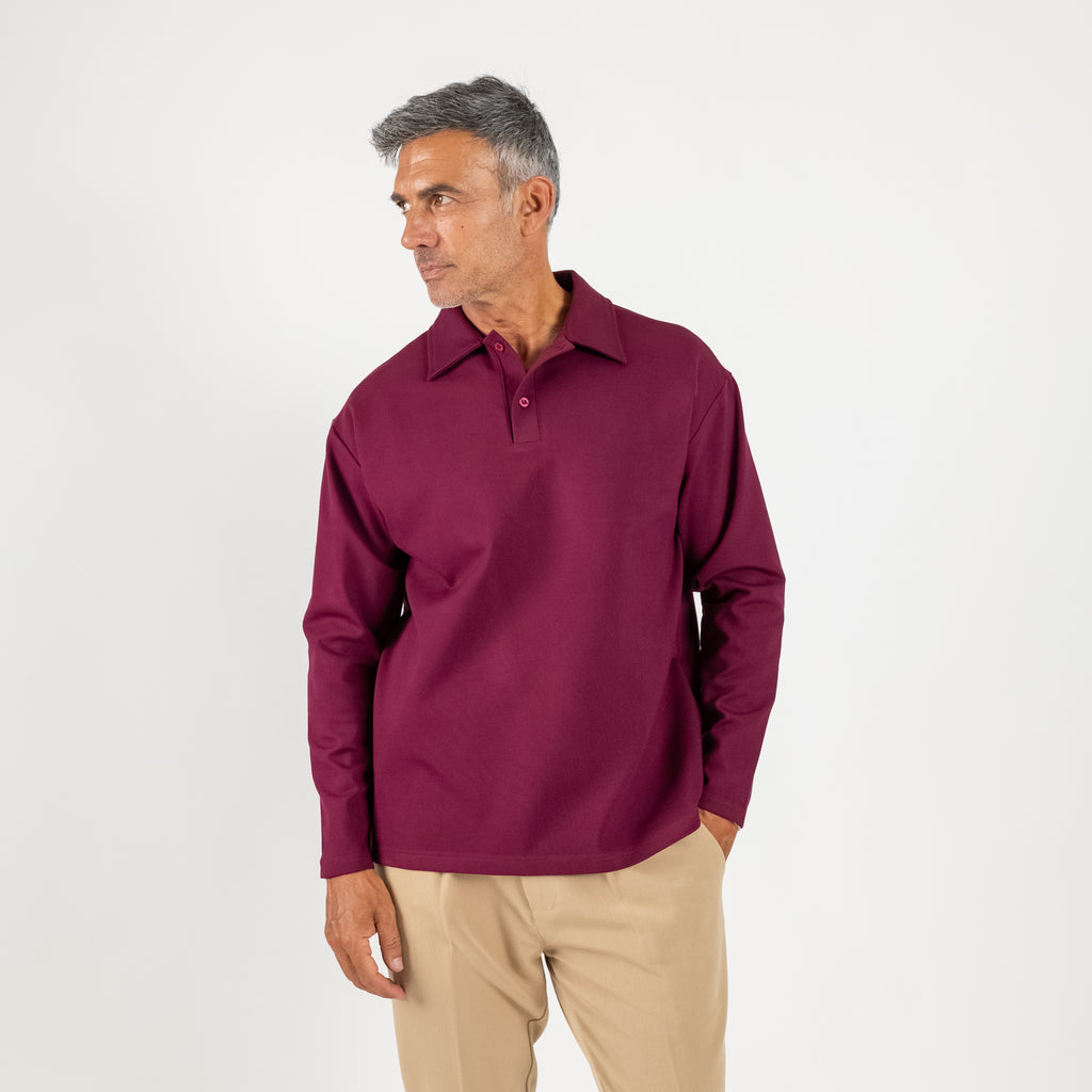Polo oversize punto milano - Bordeaux