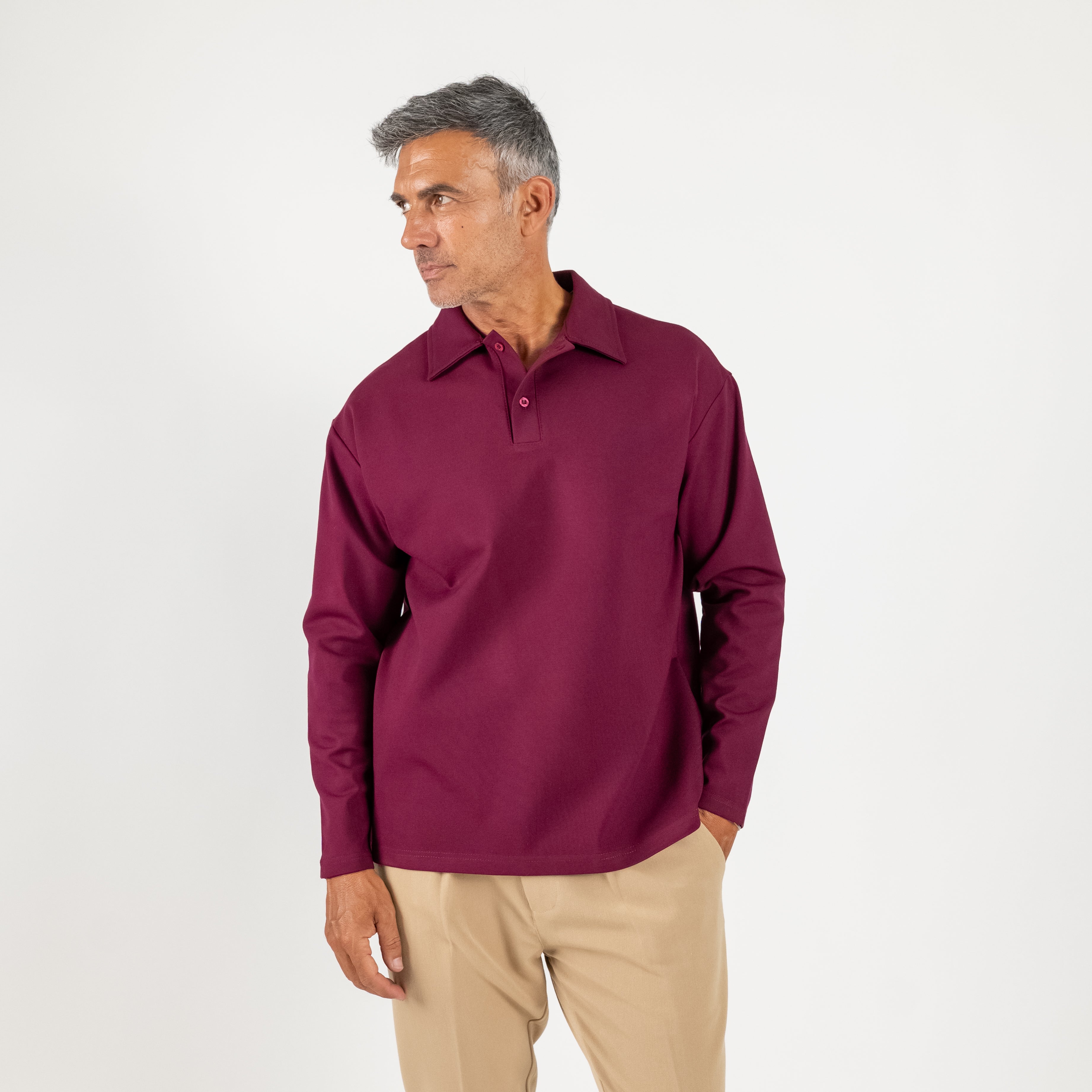 Polo oversize punto milano - Bordeaux