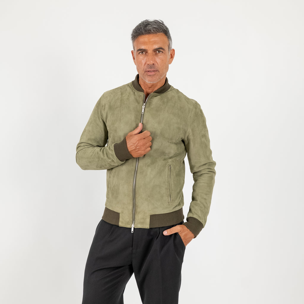 College in Genuine Suede Leather - Green