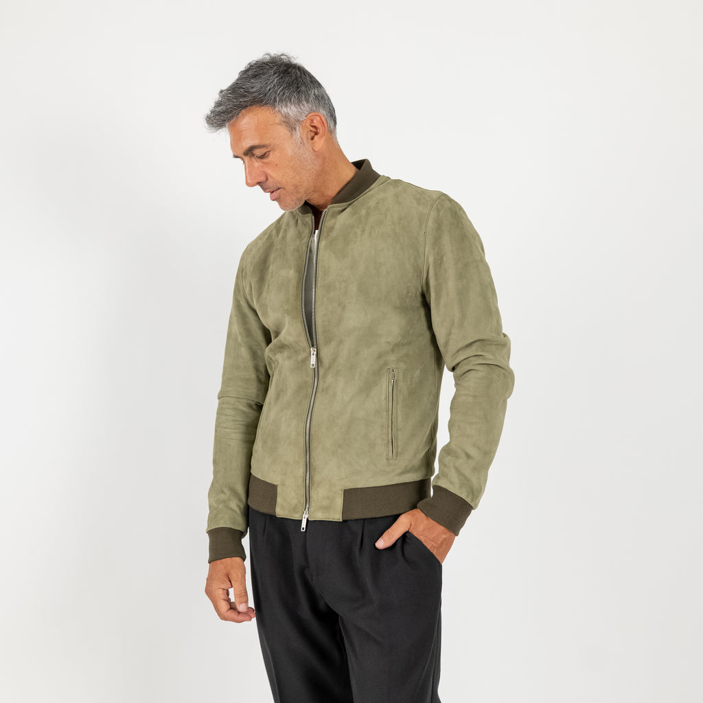 College in Genuine Suede Leather - Green