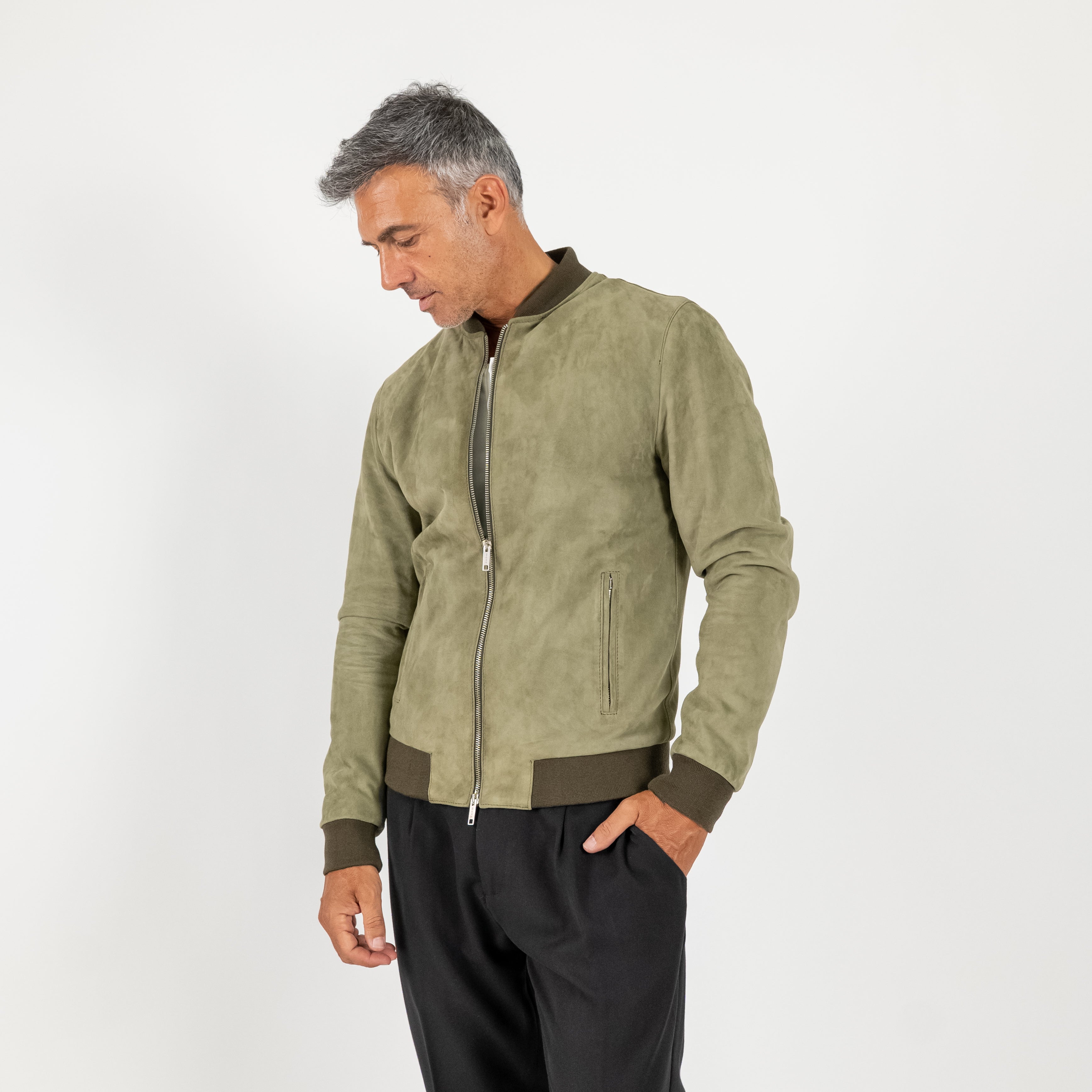 College in Vera Pelle Camoscio - Verde