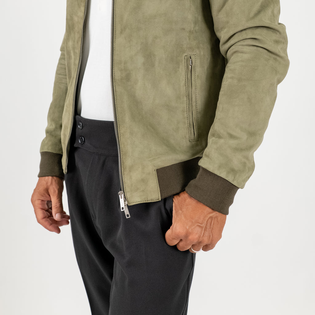 College in Genuine Suede Leather - Green