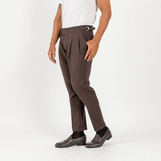Pantalone con fibbia laterale - Moro