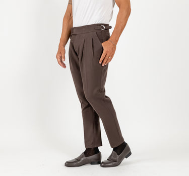 Pantalone con fibbia laterale - Moro