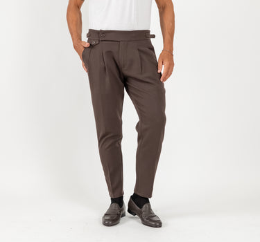 Pantalone con fibbia laterale - Moro