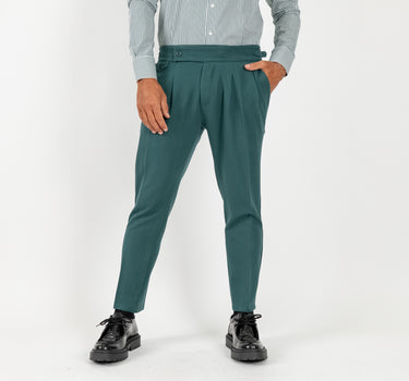 Pantalone con fibbia laterale - Verde Petrolio