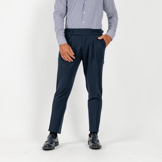 Pantalone con fibbia laterale - Blu Notte