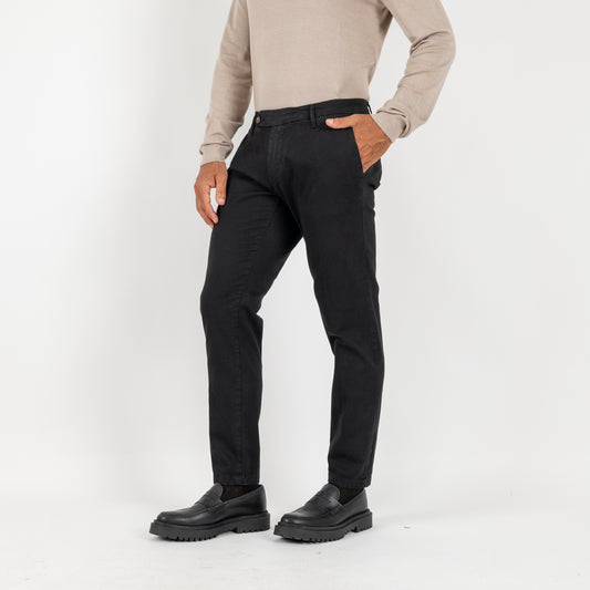 Pantalone in gabardina chiusura laterale - Nero