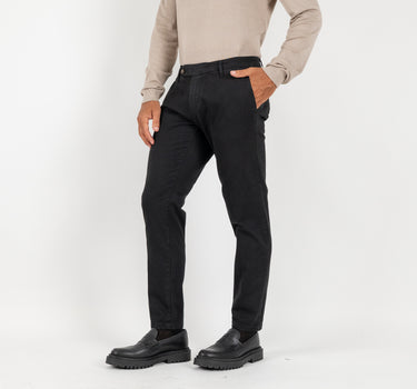 Pantalone in gabardina chiusura laterale - Nero