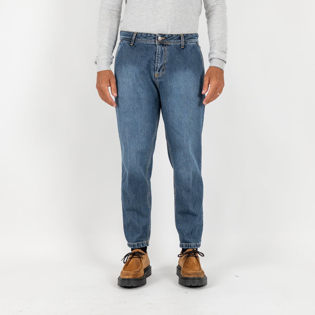 Vaqueros a medida con bolsillos de ribete - Azul