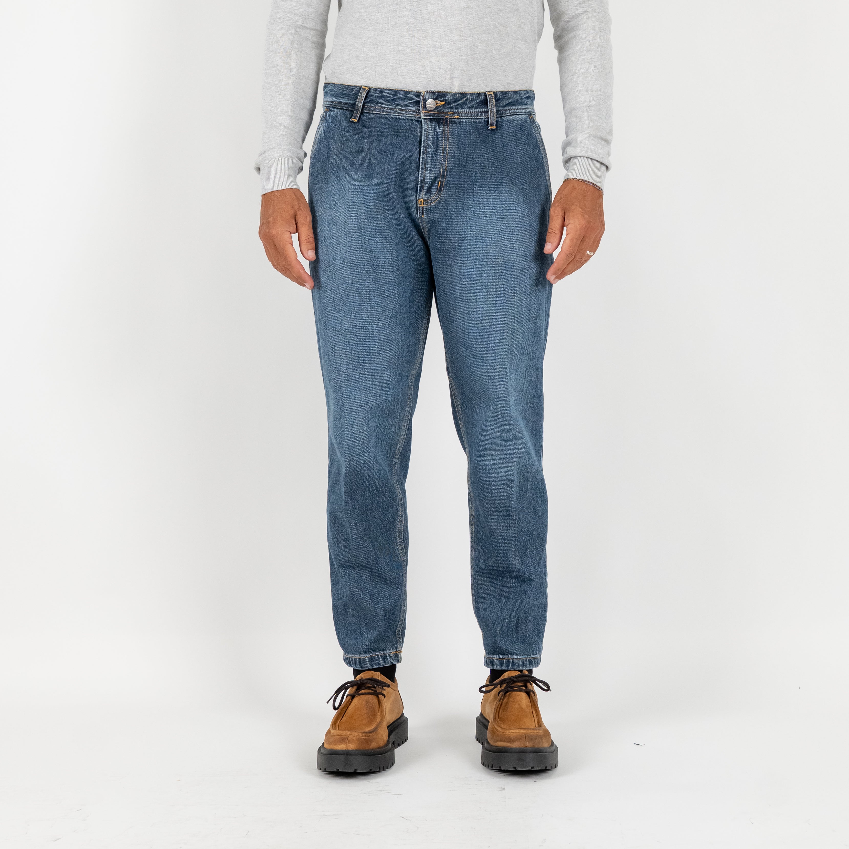 Jeans sartoriale con tasche a filo - Blu