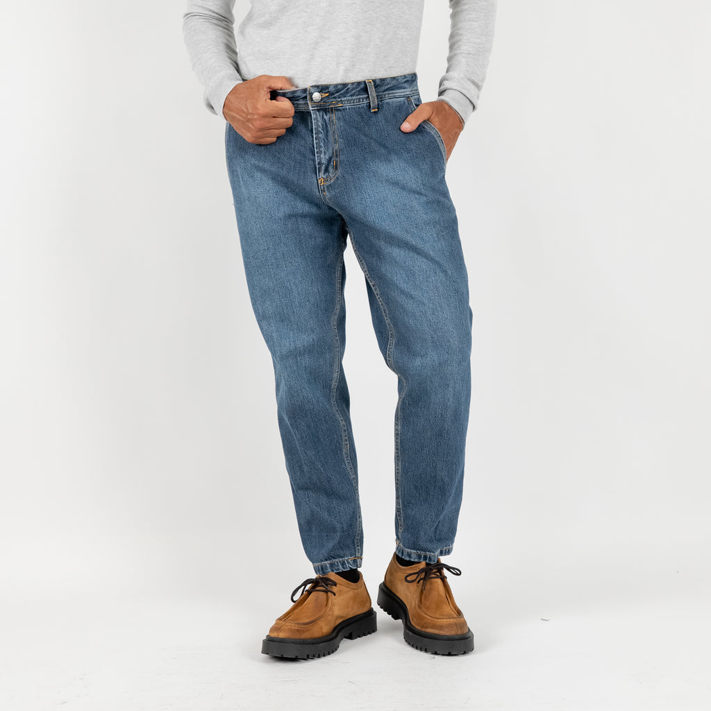 Vaqueros a medida con bolsillos de ribete - Azul