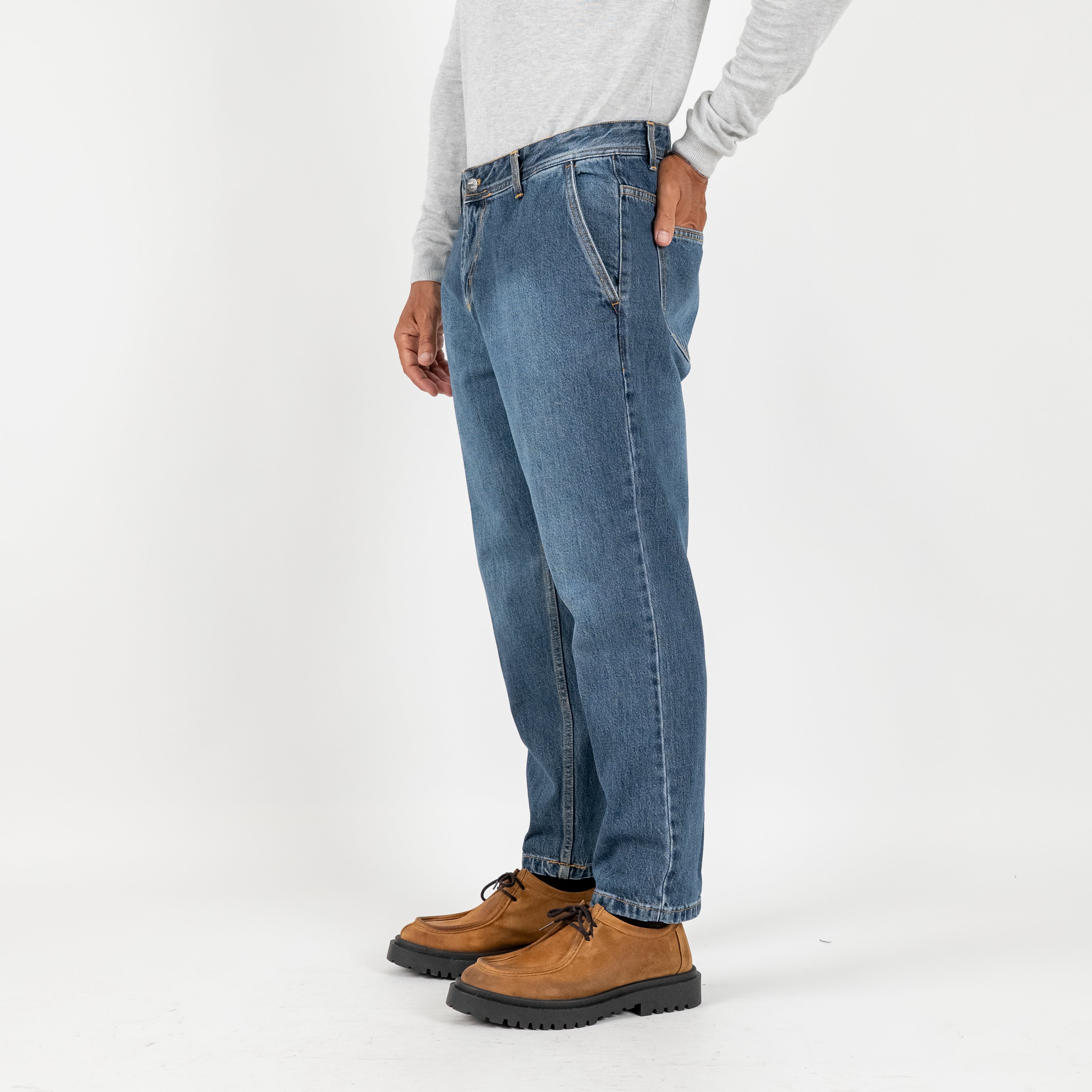 Jeans sartoriale con tasche a filo - Blu