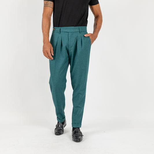 Pantalone classico con chiusura laterale - Verde Petrolio