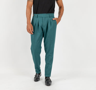 Pantalone classico con chiusura laterale - Verde Petrolio