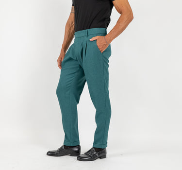 Pantalone classico con chiusura laterale - Verde Petrolio