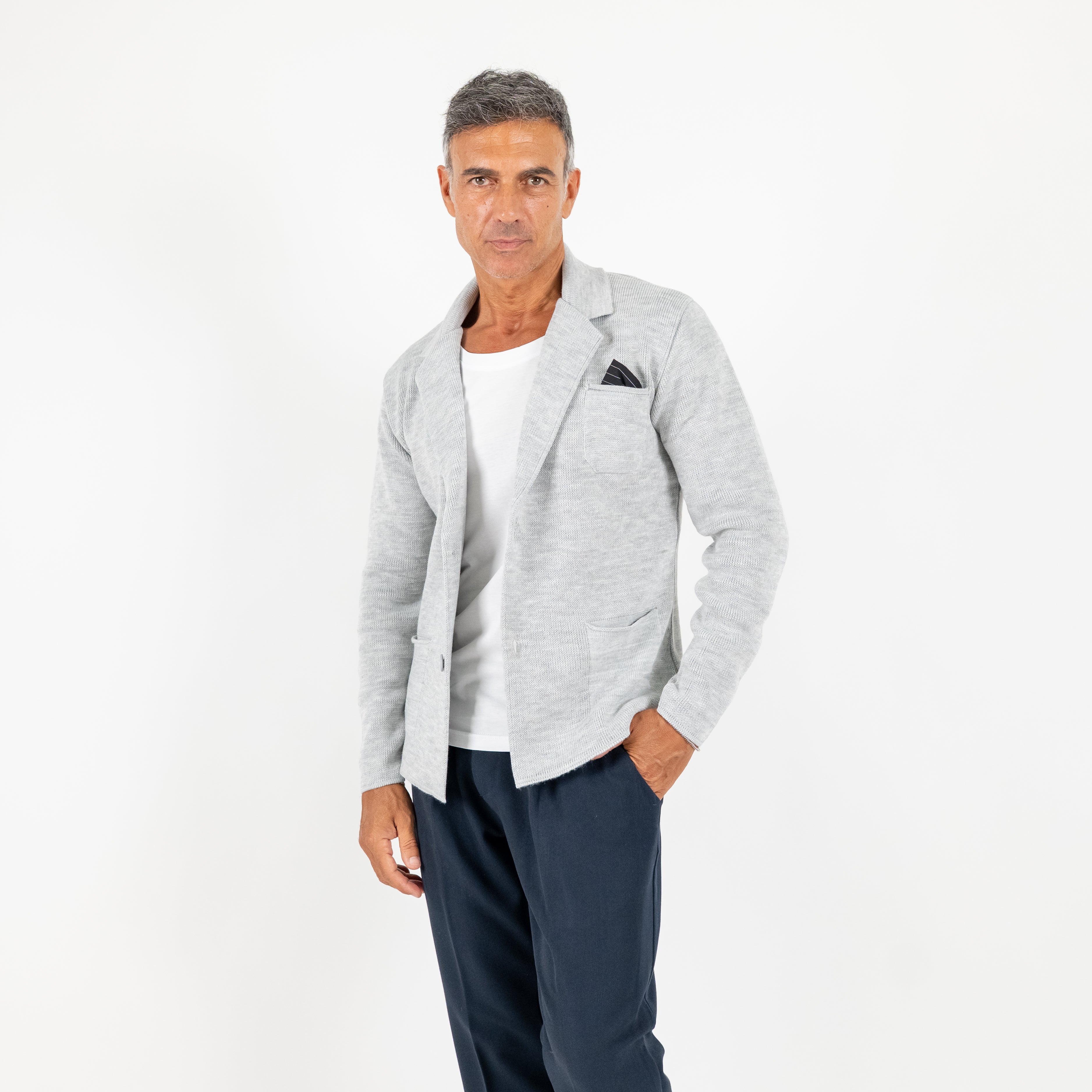 Cardigan a giacca monopetto - Grigio