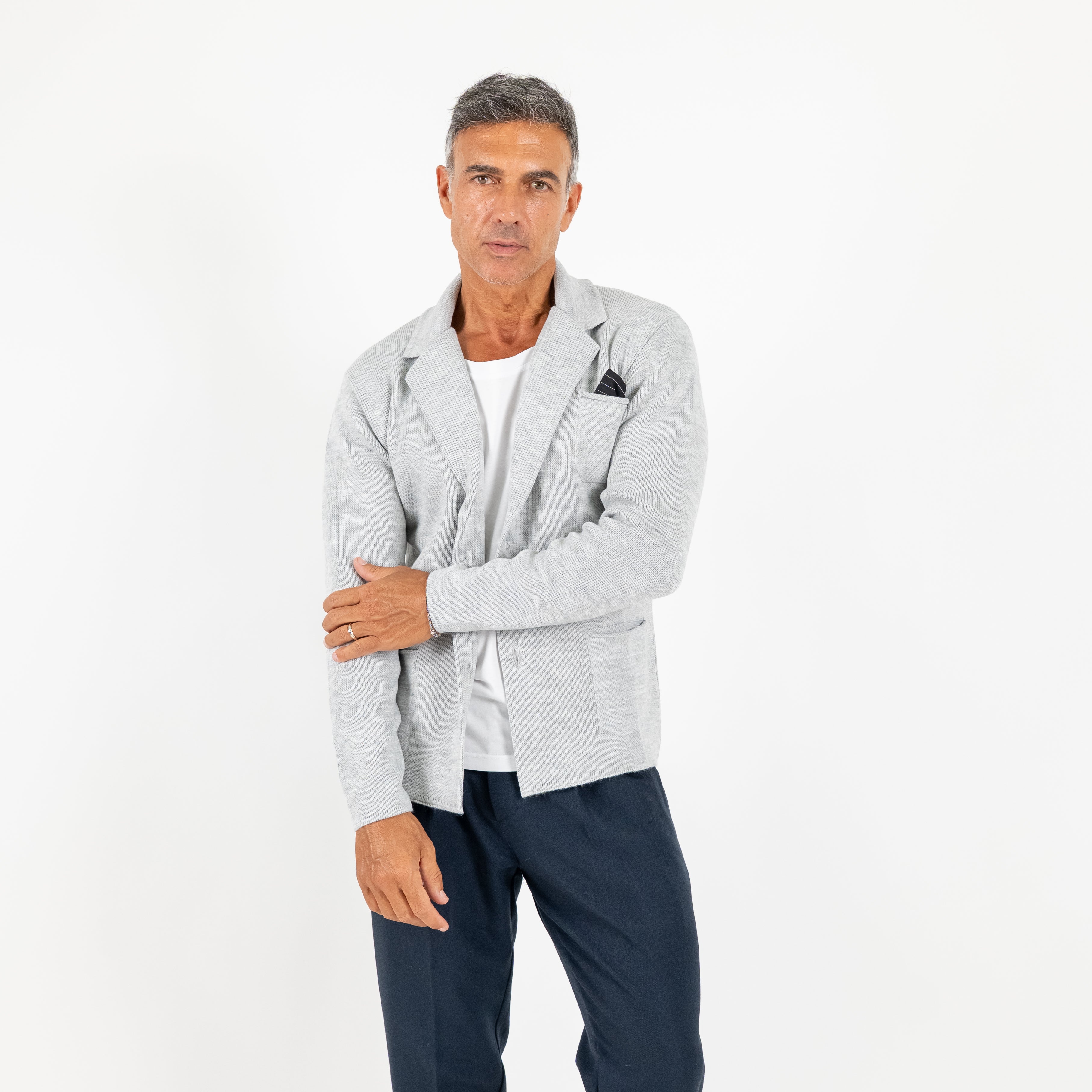 Cardigan a giacca monopetto - Grigio