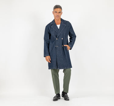 Trench doppiopetto effetto jeans