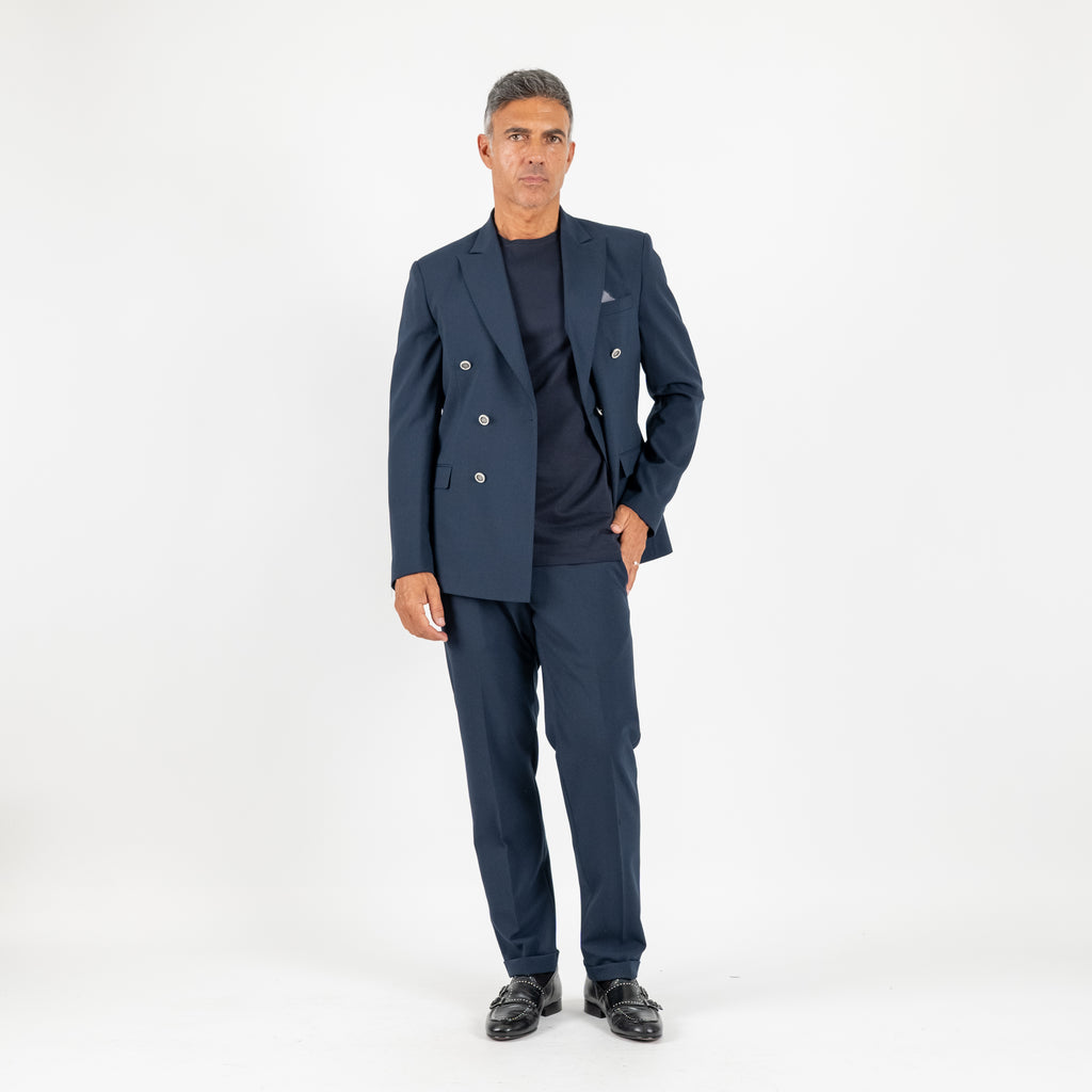 Abito doppio petto con pantalone con bustino - Blu