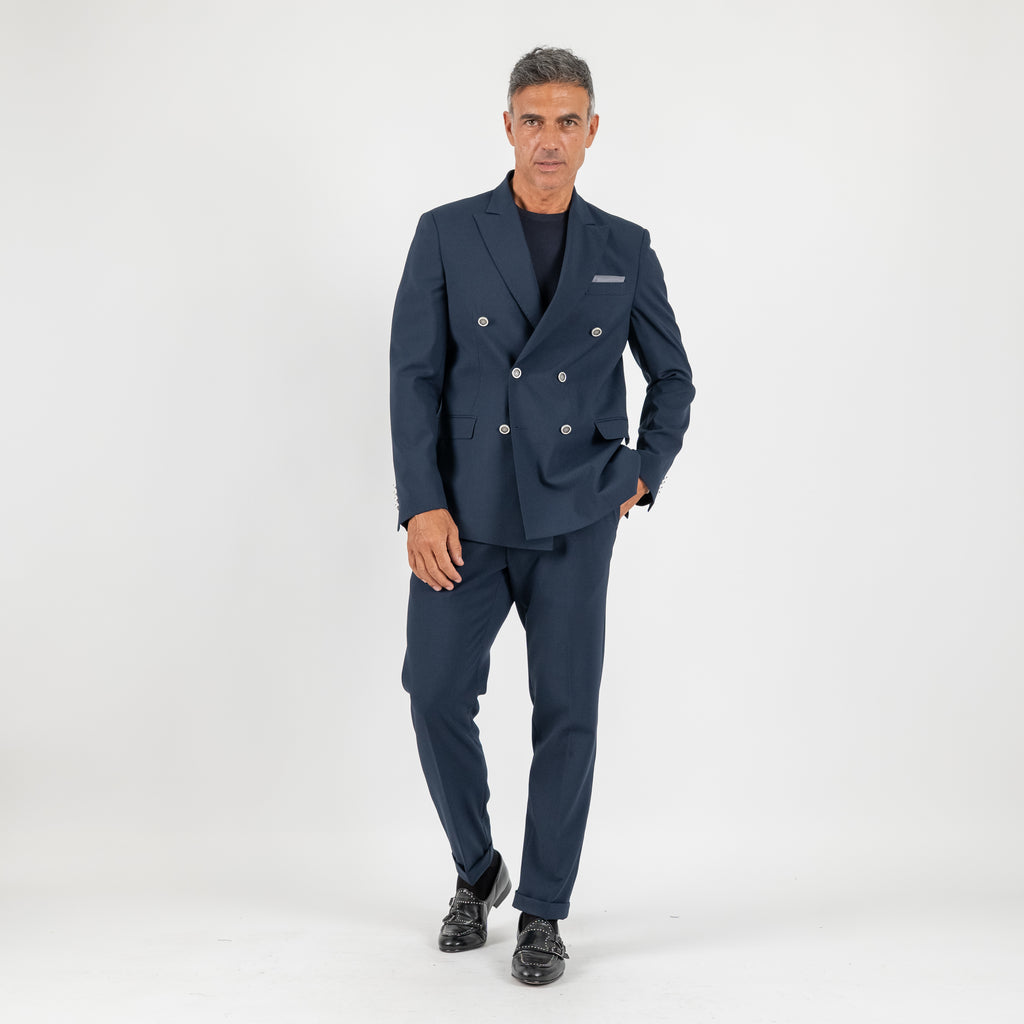 Abito doppio petto con pantalone con bustino - Blu