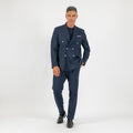 Abito doppio petto con pantalone con bustino - Blu