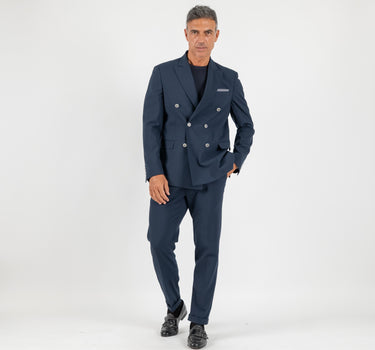Traje cruzado con botones dorados - Azul royal