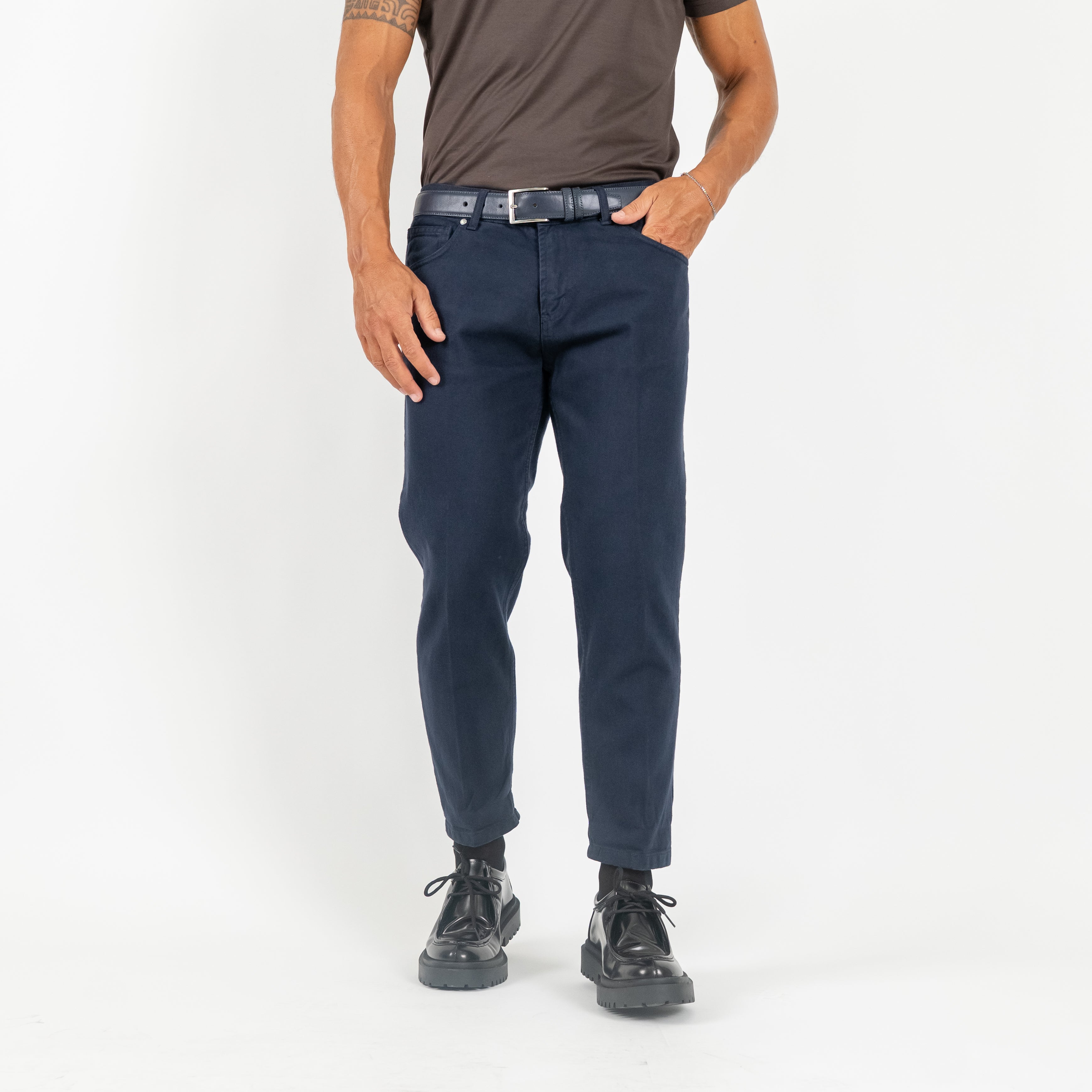 Jeans sartoriale tinta unita - Blu