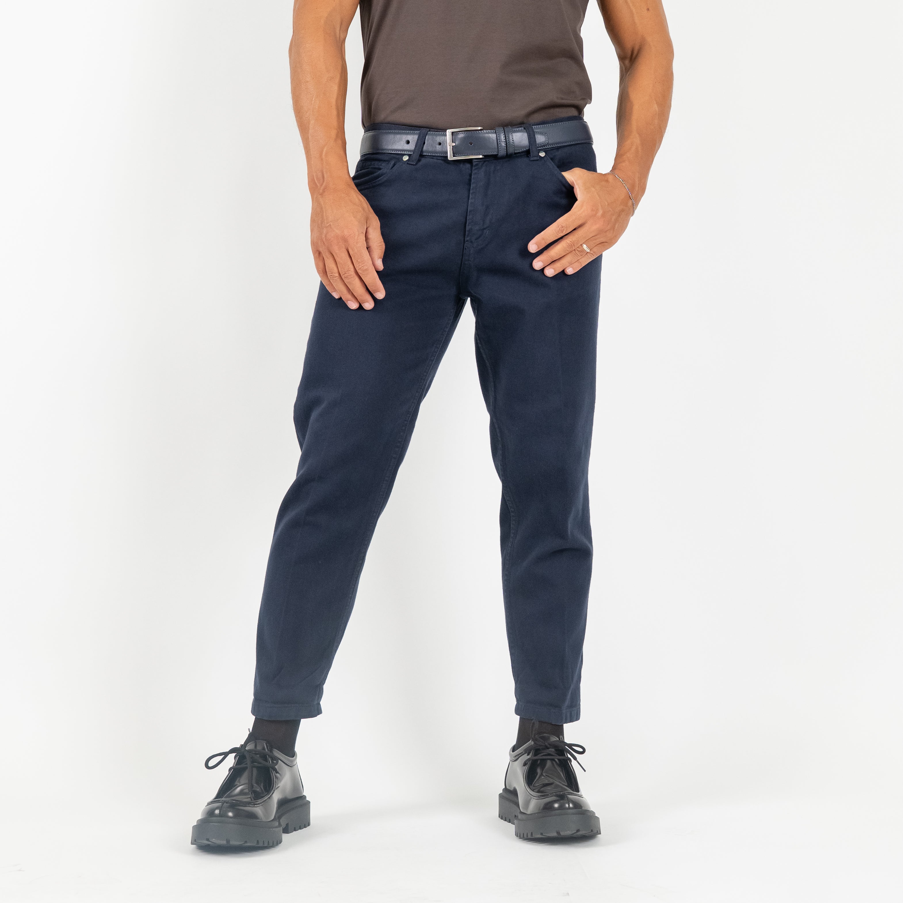 Jeans sartoriale tinta unita - Blu