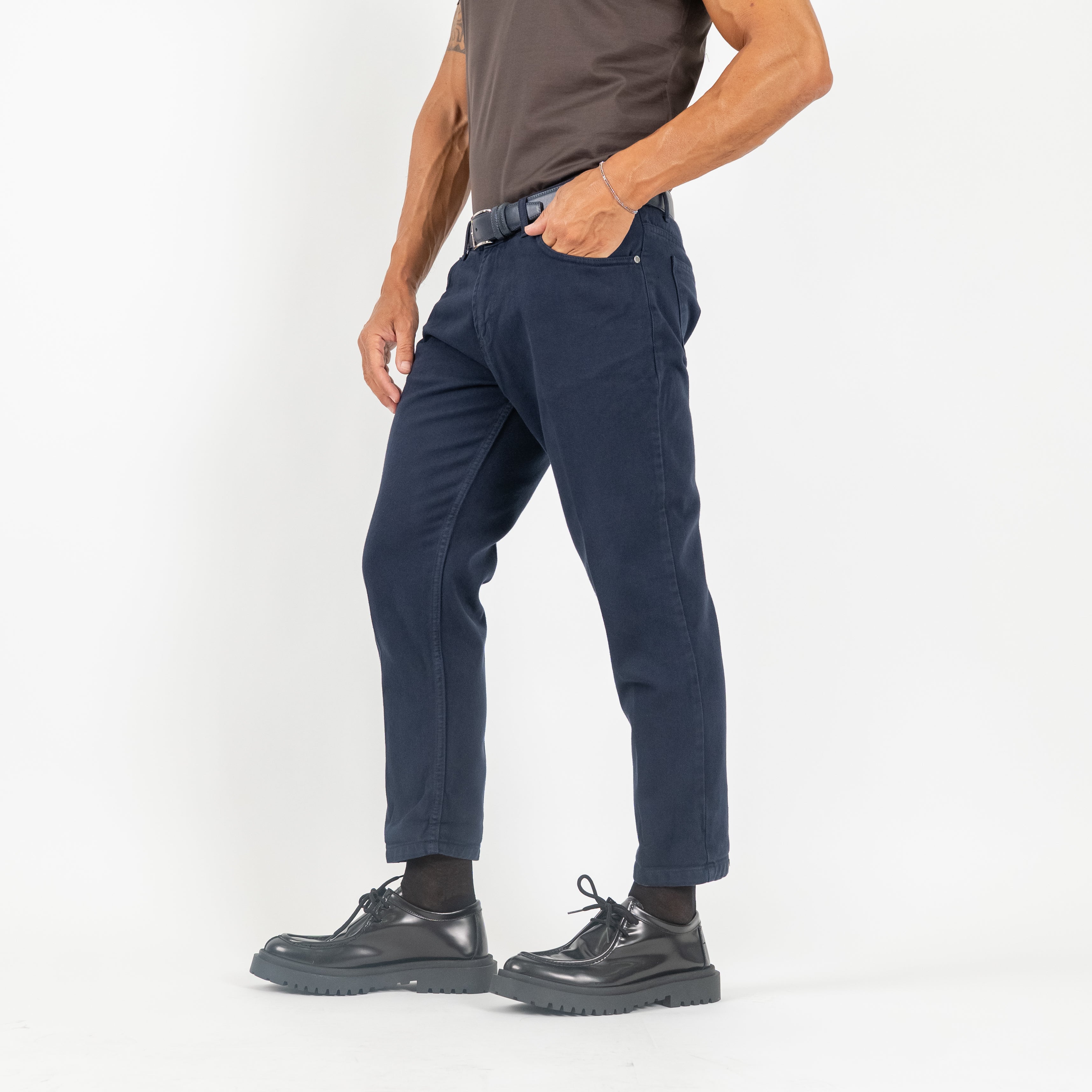 Jeans sartoriale tinta unita - Blu