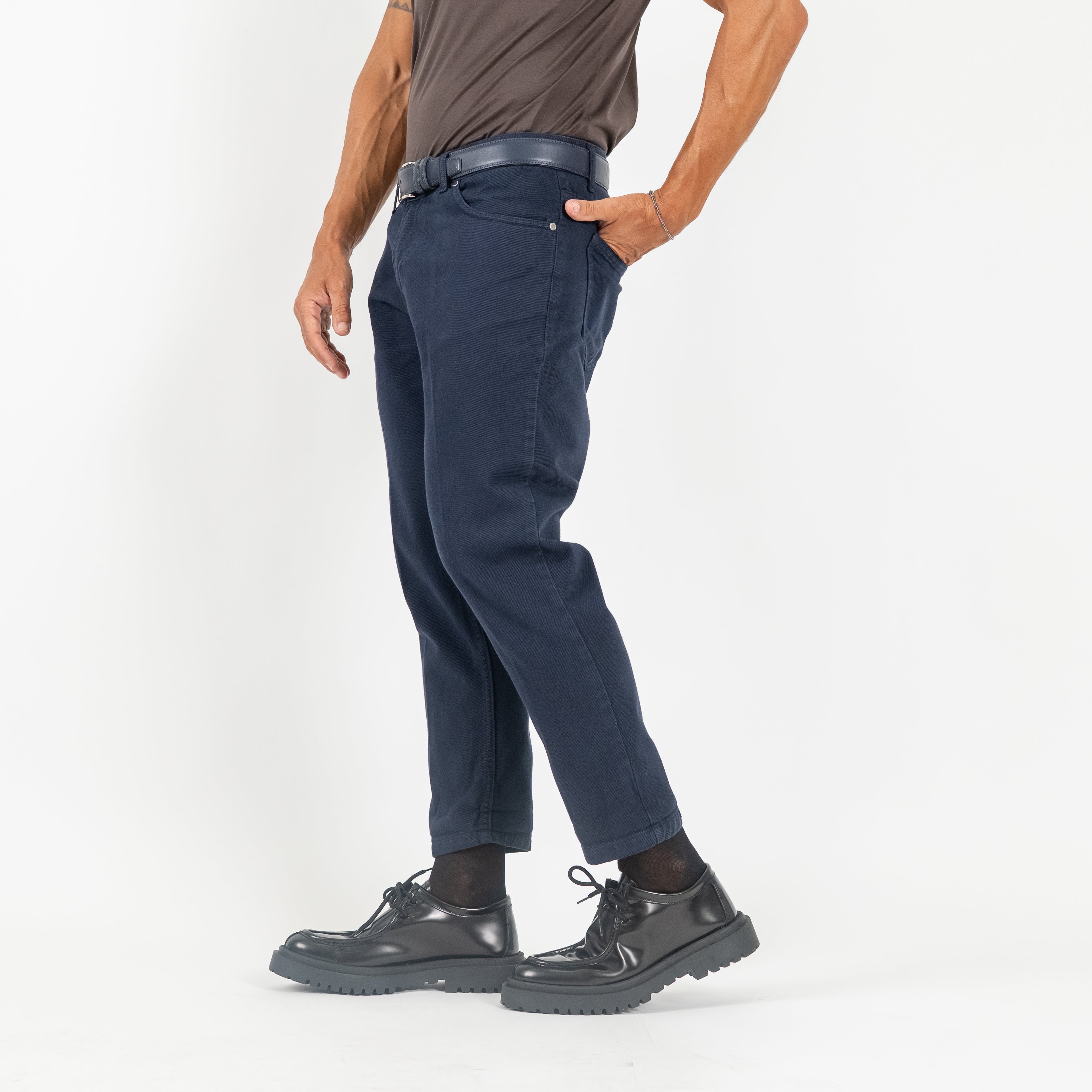 Jeans sartoriale tinta unita - Blu