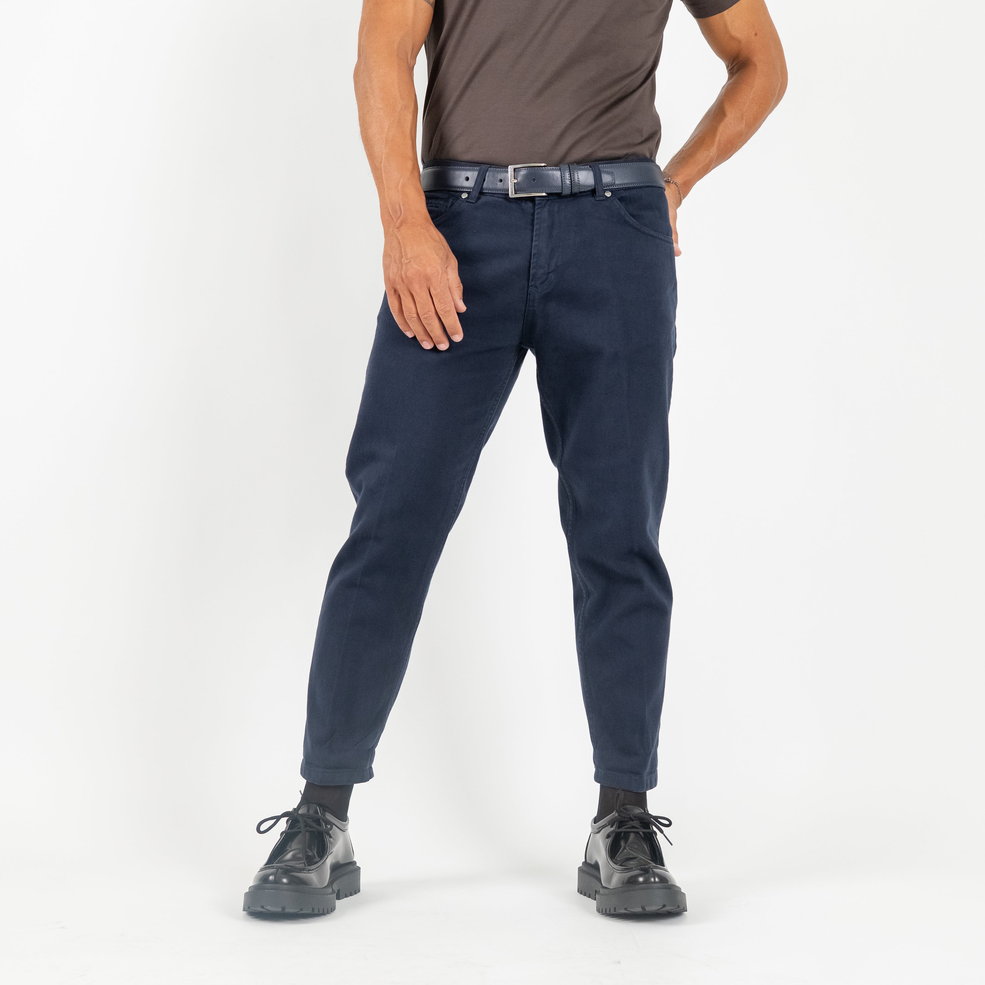 Jeans sartoriale tinta unita - Blu