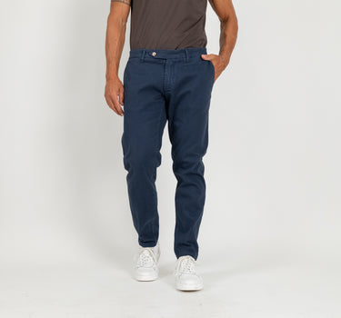 Pantalone in gabardina chiusura laterale - Blu