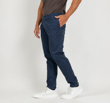 Pantalone in gabardina chiusura laterale - Blu