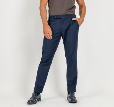 Pantalone classico con risvolto alto - Blu