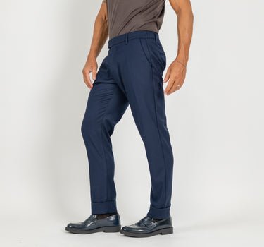 Pantalone classico con risvolto alto - Blu