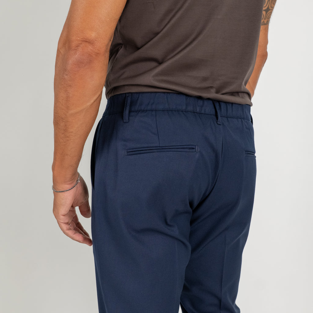 Pantalone classico con risvolto alto - Blu