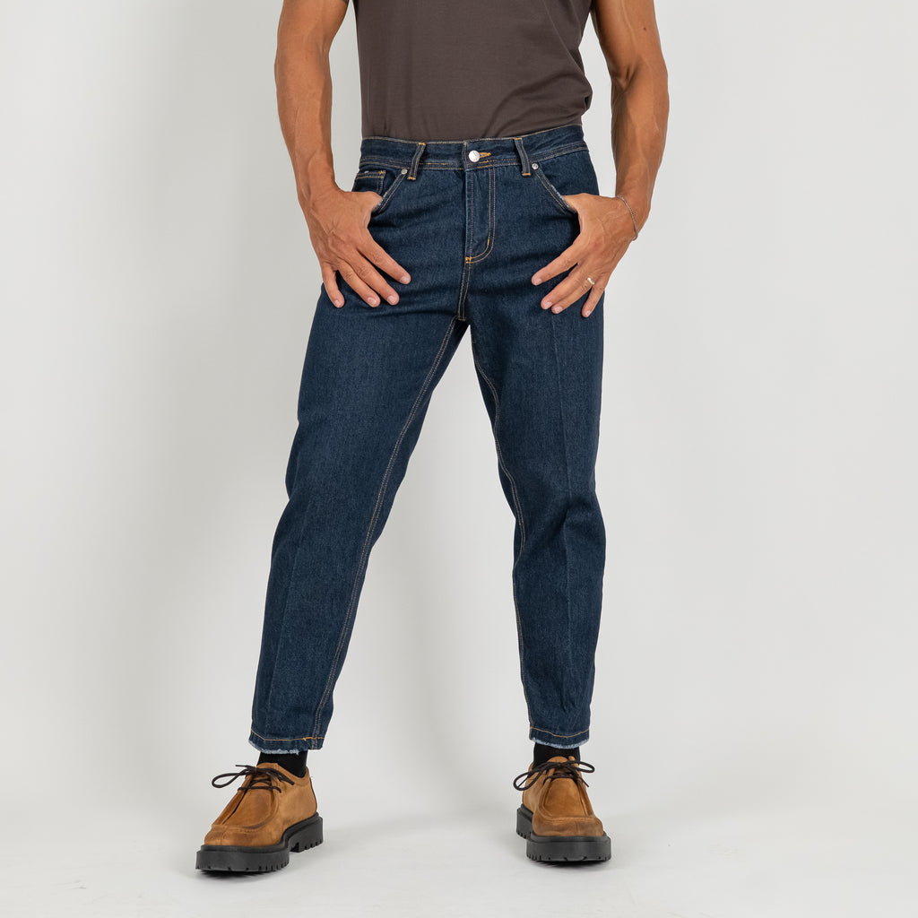 Vaqueros a medida con abrasiones - Azul oscuro