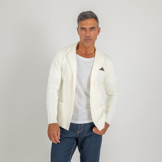 Cardigan a giacca monopetto - Panna