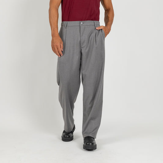 Pantalone palazzo con molla sul retro fondo largo - Grigio