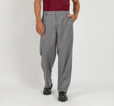 Pantalone palazzo con molla sul retro fondo largo - Grigio