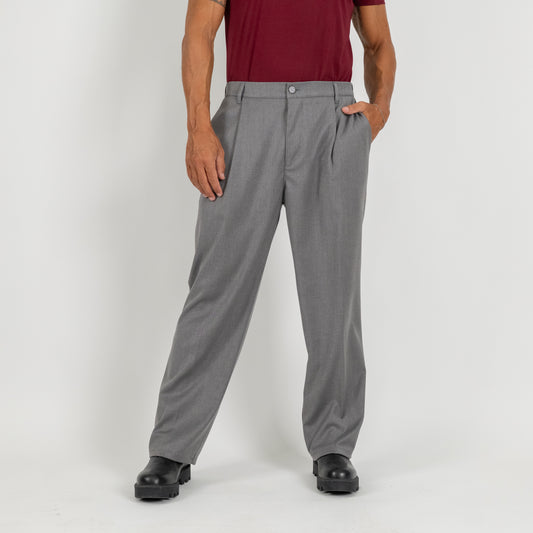 Pantalone palazzo con molla sul retro fondo largo - Grigio