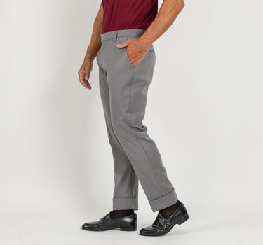 Pantalone classico con risvolto alto - Grigio
